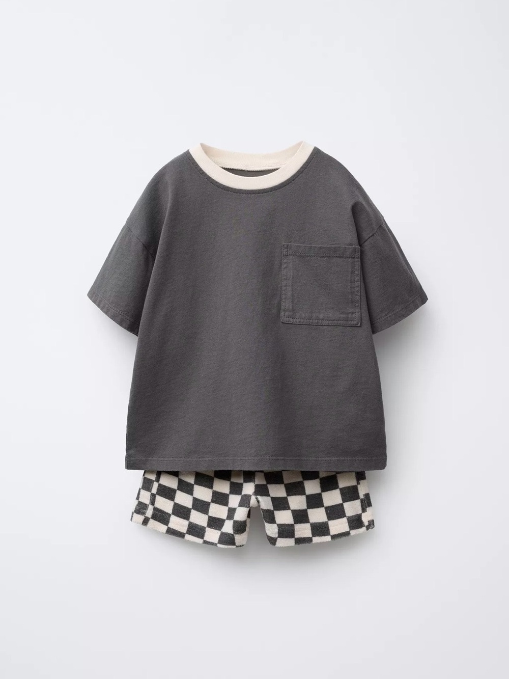 Zara Gray Checkerboard T-Shirt & Shorts Set 5 Years NWT - Picture 1 of 1
